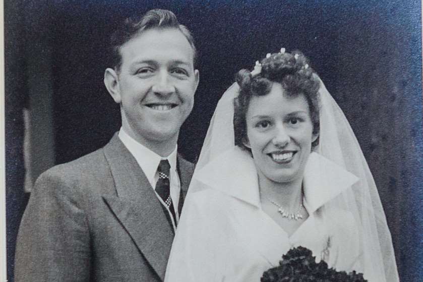 Brian and Bett Hillyer on their wedding day 60 years ago