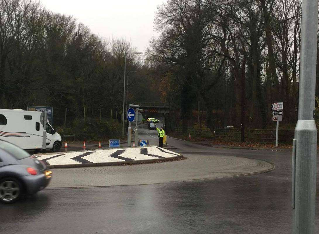 Police closed the entire stretch of Seven Mile Lane between Wrotham Heath and Maidstone Road