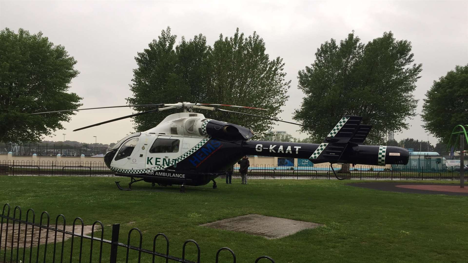 The helicopter was called to the riverside. Picture: Denis Johnson