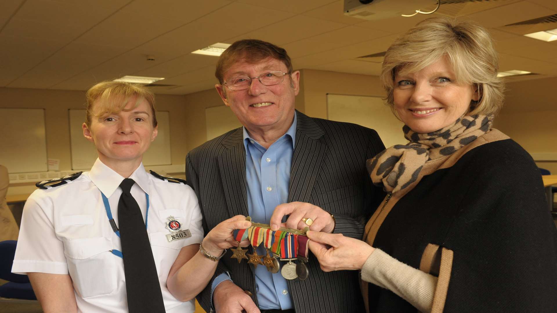 DCI Susie Harper presented the stolen medals back to Leonard and Anne Hazeldine.