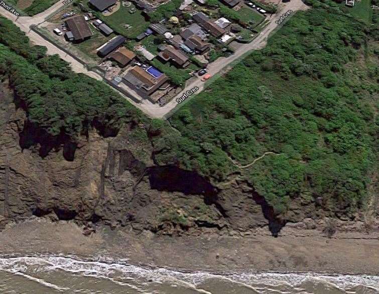Google images captured earlier this year show the cliff intact and the scale of what has now collapsed