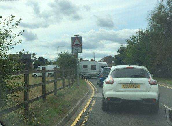 Travellers pitch up near Darent Valley hospital. Picture: Philip Marvell (3663734)