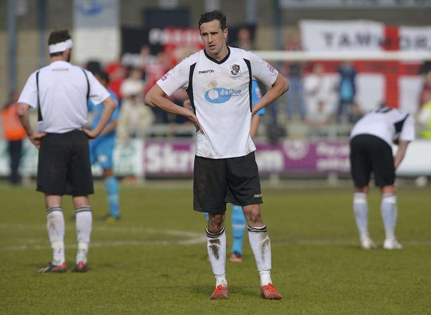 Disappointment for Dartford after their relegation is confirmed Picture: Andy Payton