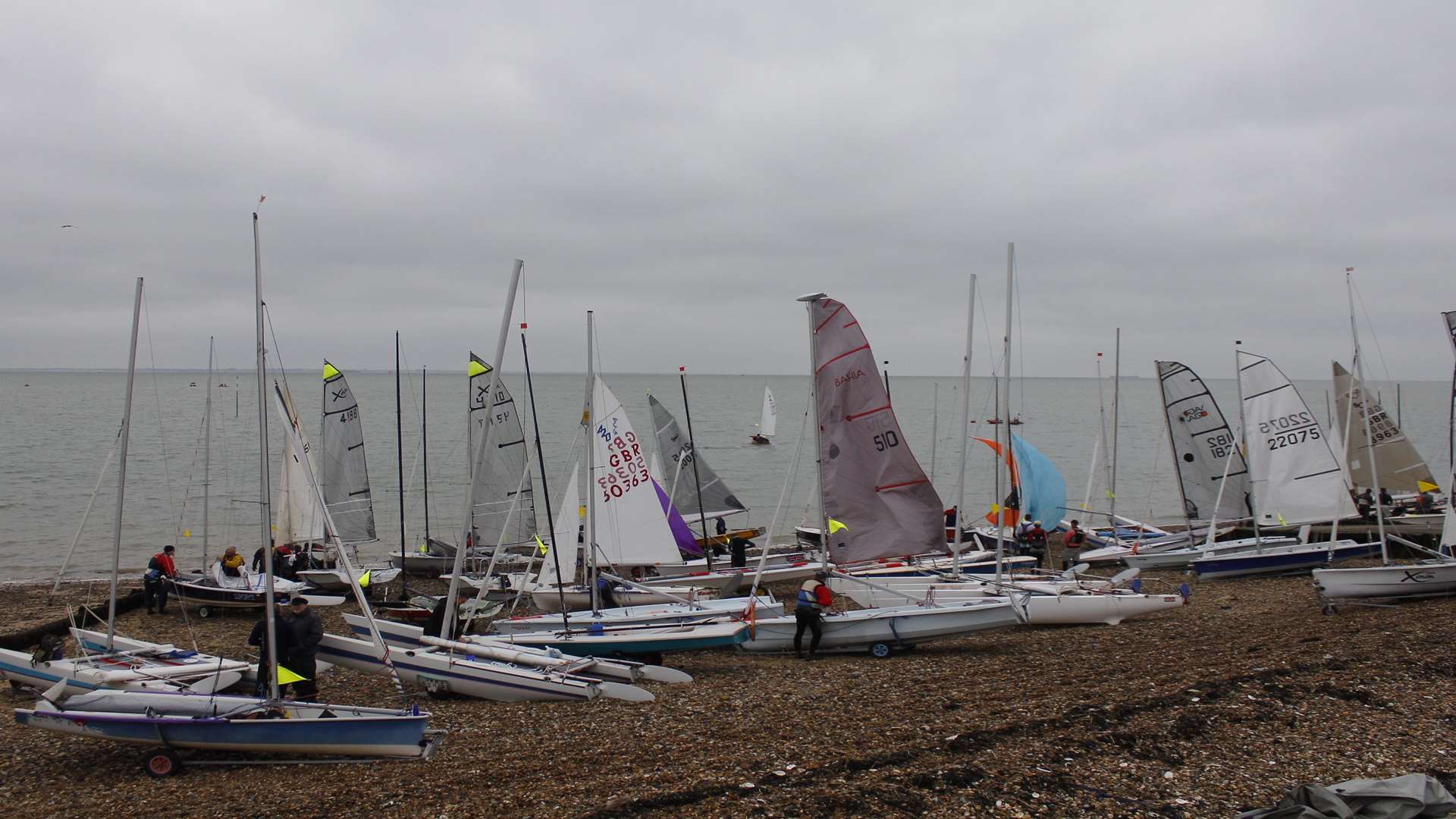 Participants get ready on the beach for the start of the 2015 Round The Island Race. Picture: Tony Stigle