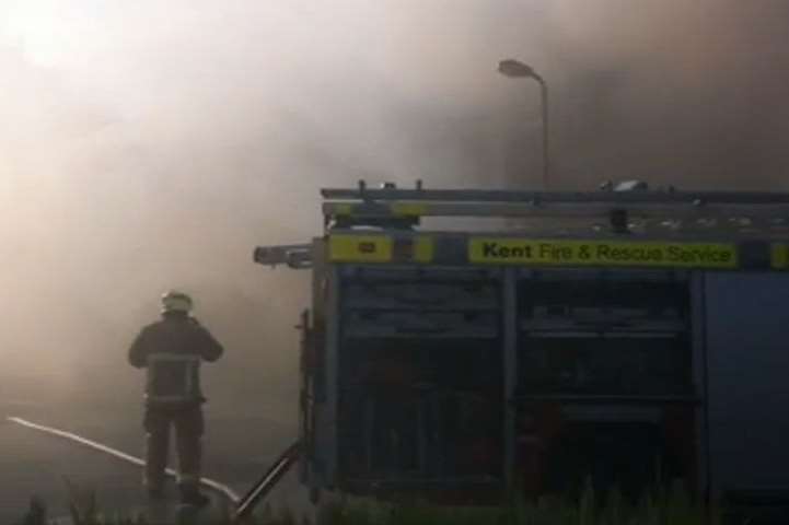 Smoke is clearly seen at the fire scene. Picture: Anne Hollamby