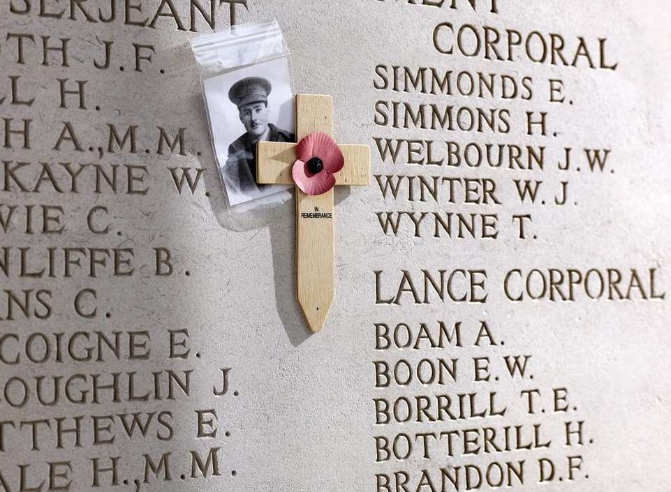 Names of the dead on the walls at Tyne Cot Cemetery Zonnerbeke