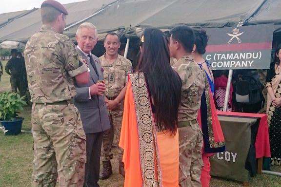 HRH meets Gurkhas and their families at a reception at Shorncliffe. Picture: Clarence House