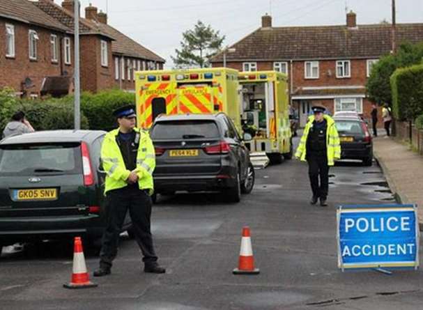 Police at the scene of the attack