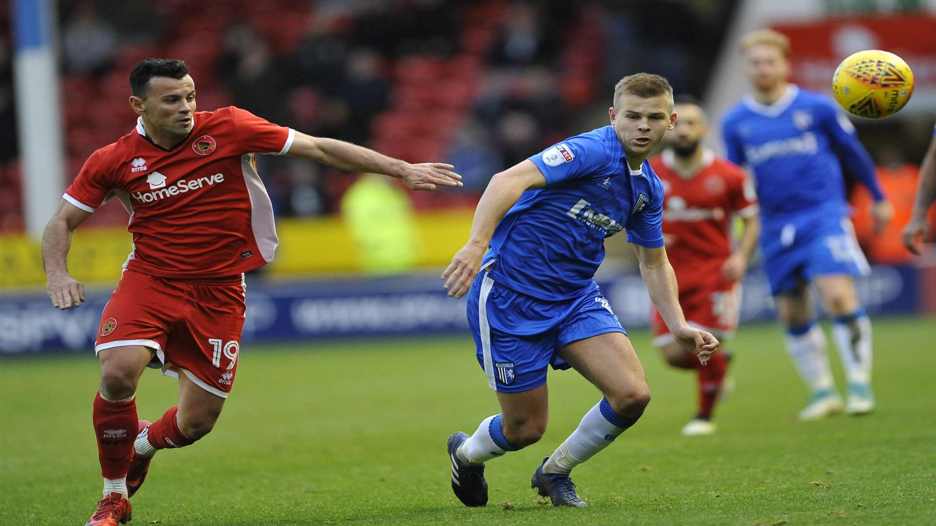Jake Hessenthaler does battle in the centre of the park with Zeli Ismail Picture: Ady Kerry