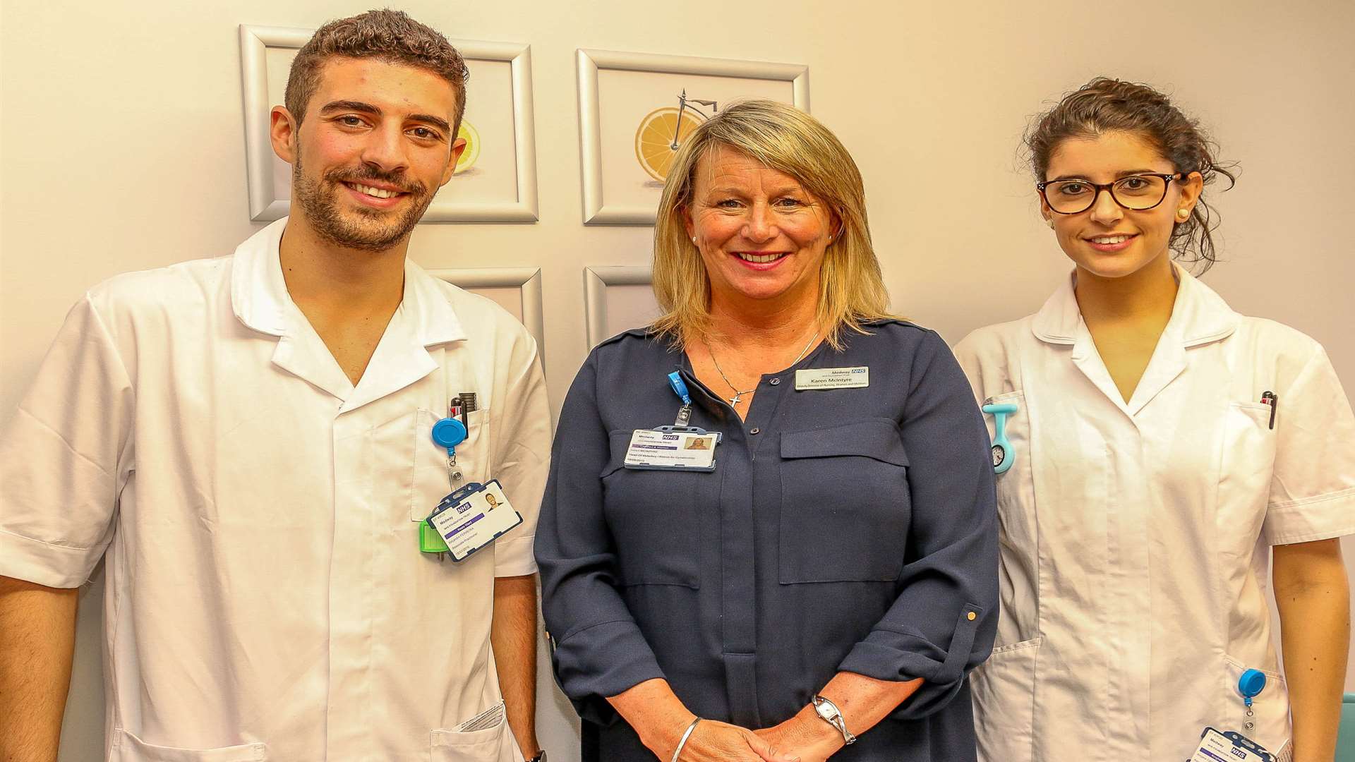 Nurses Alejandro Ferrera and Angela Cayon, with Karen McIntyre (centre) Deputy Director of Nursing for Women and Children's Services.