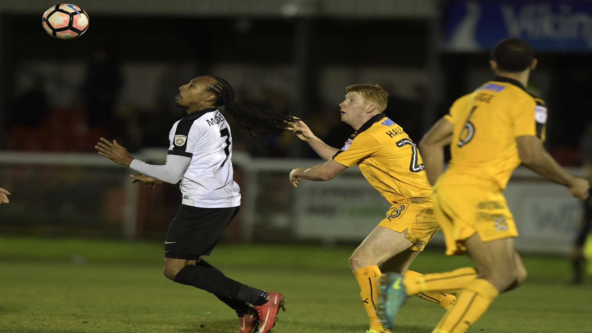 Dover's Ricky Modeste keeps his eye on the ball. Picture: Barry Goodwin