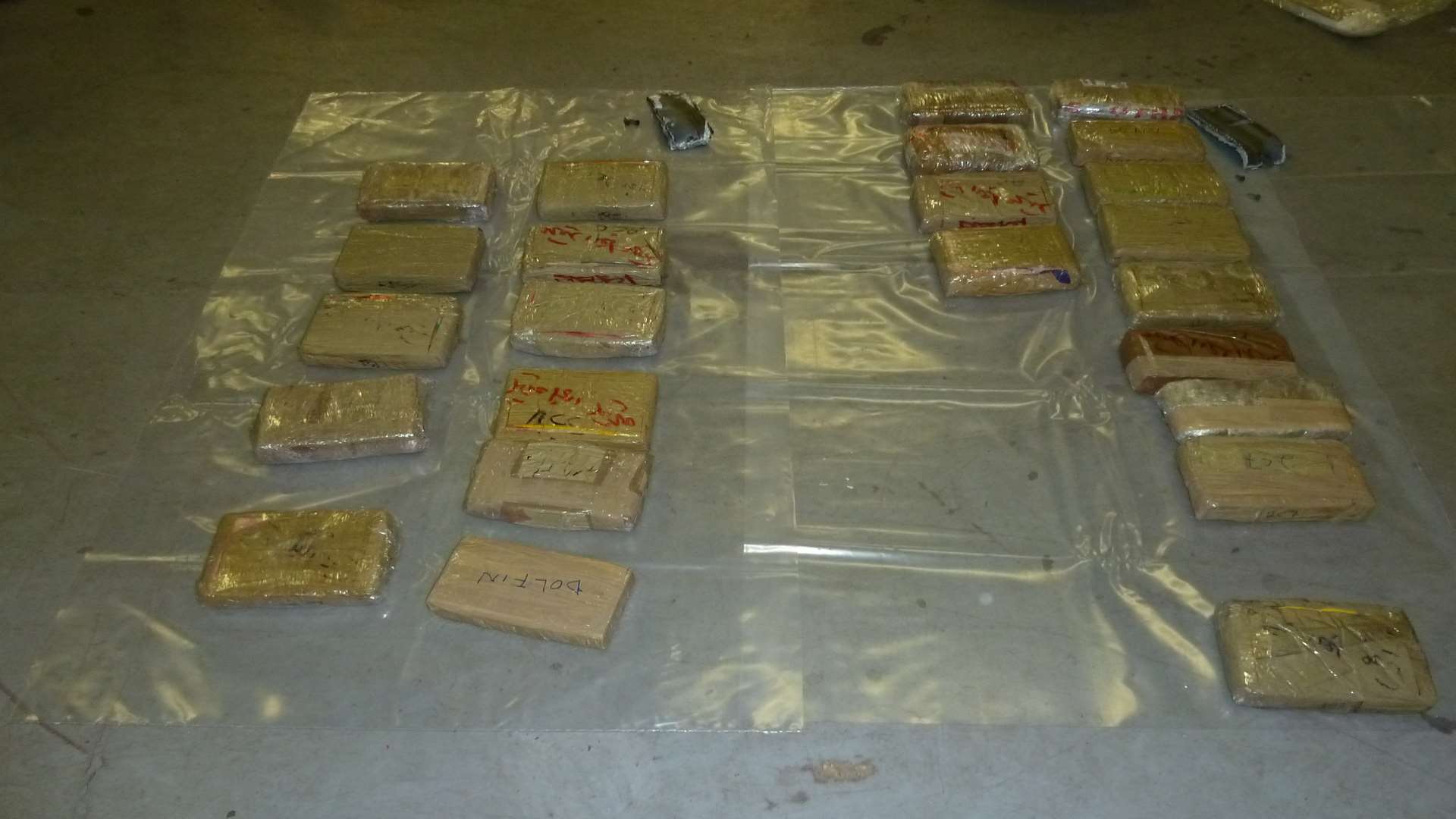 The cocaine found during the raid at the Channel Tunnel in France is said to be worth £1 million. Picture: Home Office