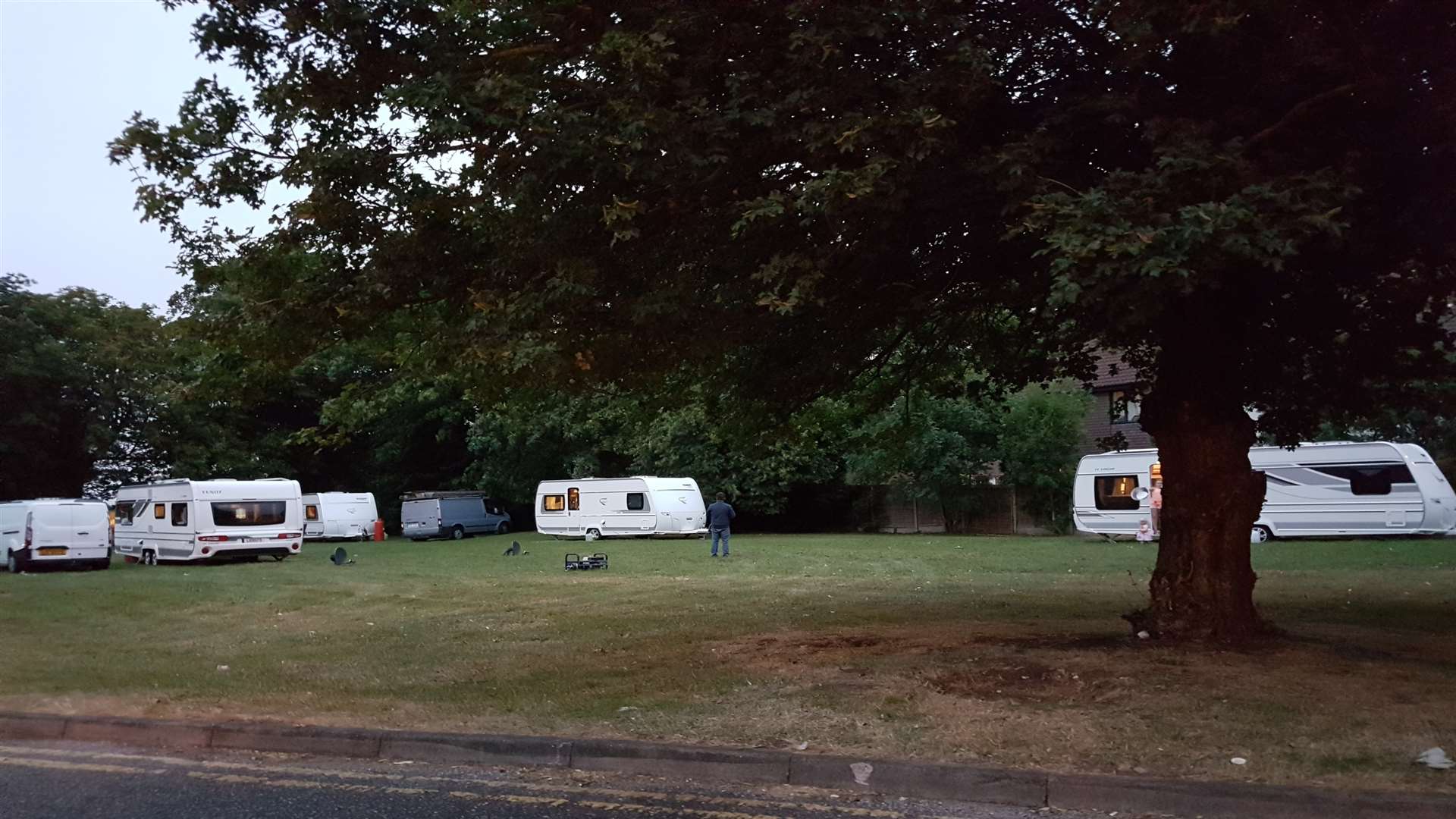 Travellers on the patch of land opposite Cookham Wood youth jail