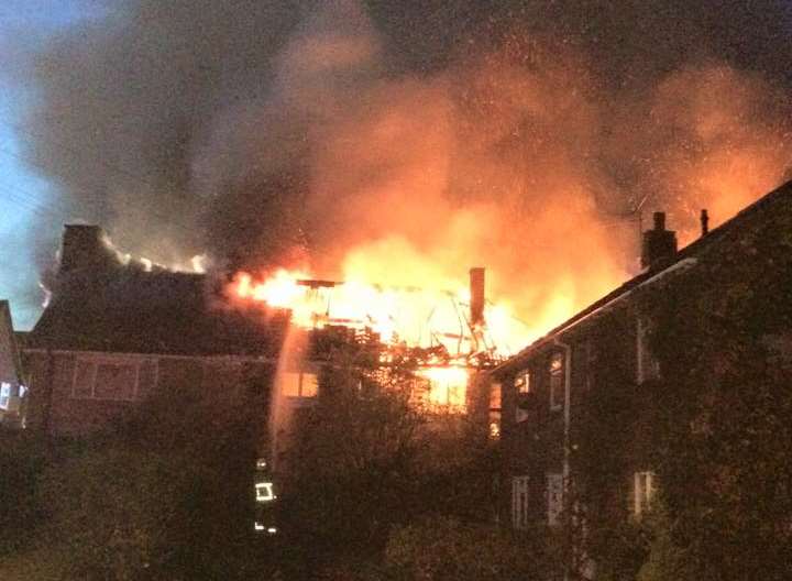 Petham Green, Twydall, old nursing home up in flames. Picture: Mick Feekings
