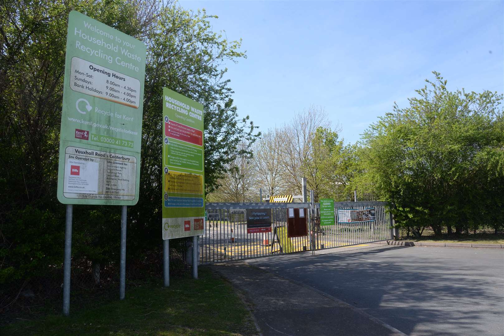 Canterbury Household Waste and Recycling Centre in Vauxhall Road, closed due to Covid-19. Picture: Chris Davey. (38311935)
