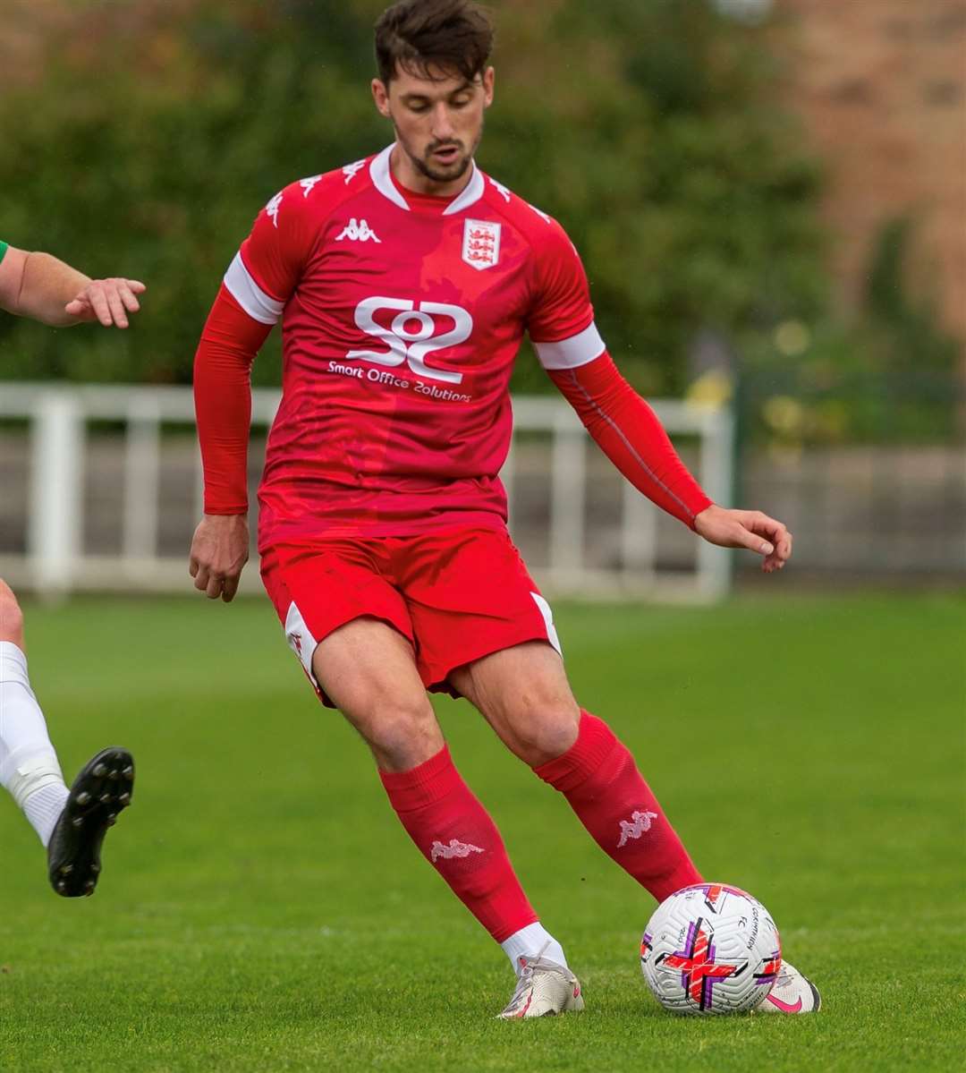 Midfielder Sam Hasler, who scored twice in the Lilywhites’ 2-1 win over Whitstable earlier this season, has returned from a lengthy suspension. Picture: Ian Scammell