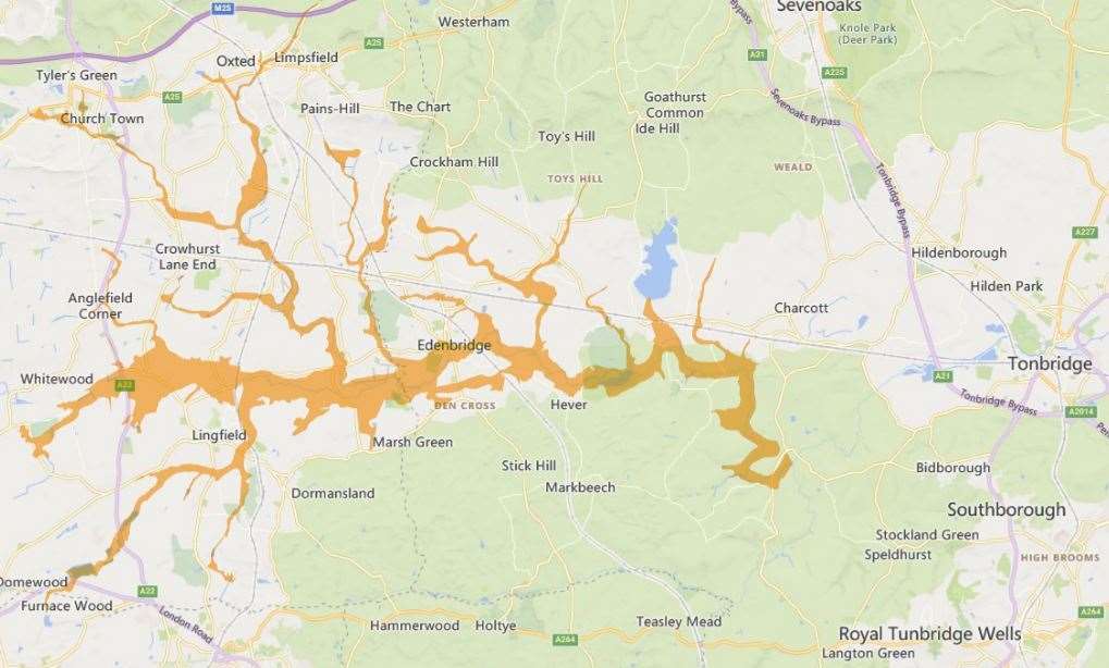 A flood alert has been issued for low lying land near Edenbridge and Hever. Picture: Environment Agency