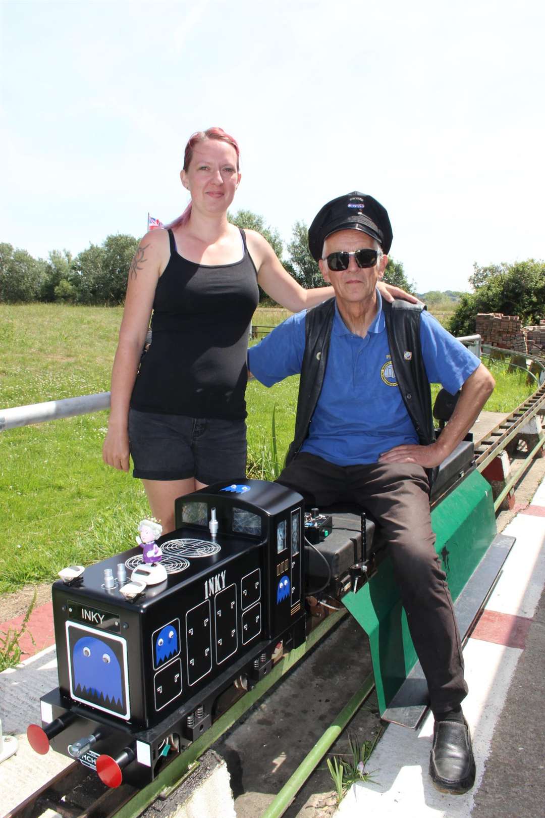 Family affair: Alex-Maria McCallister from Faversham and dad Phil Harpum from Sittingbourne at the Sheppey Miniature Model Engineering Society site at Barton's Point, Sheerness (2713856)