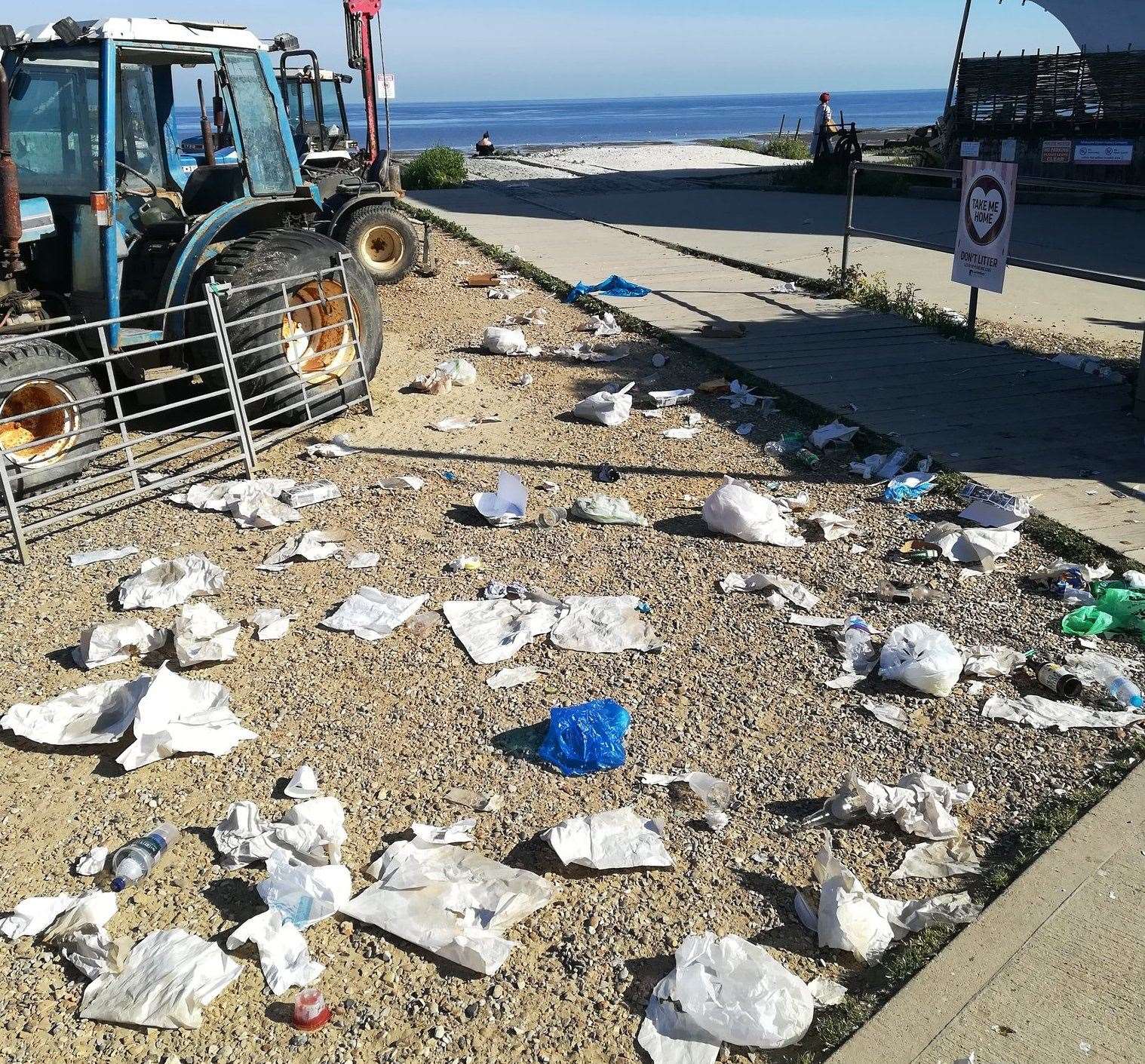 Litter strewn across Whitstable beach. Pic: Daniel Farmer