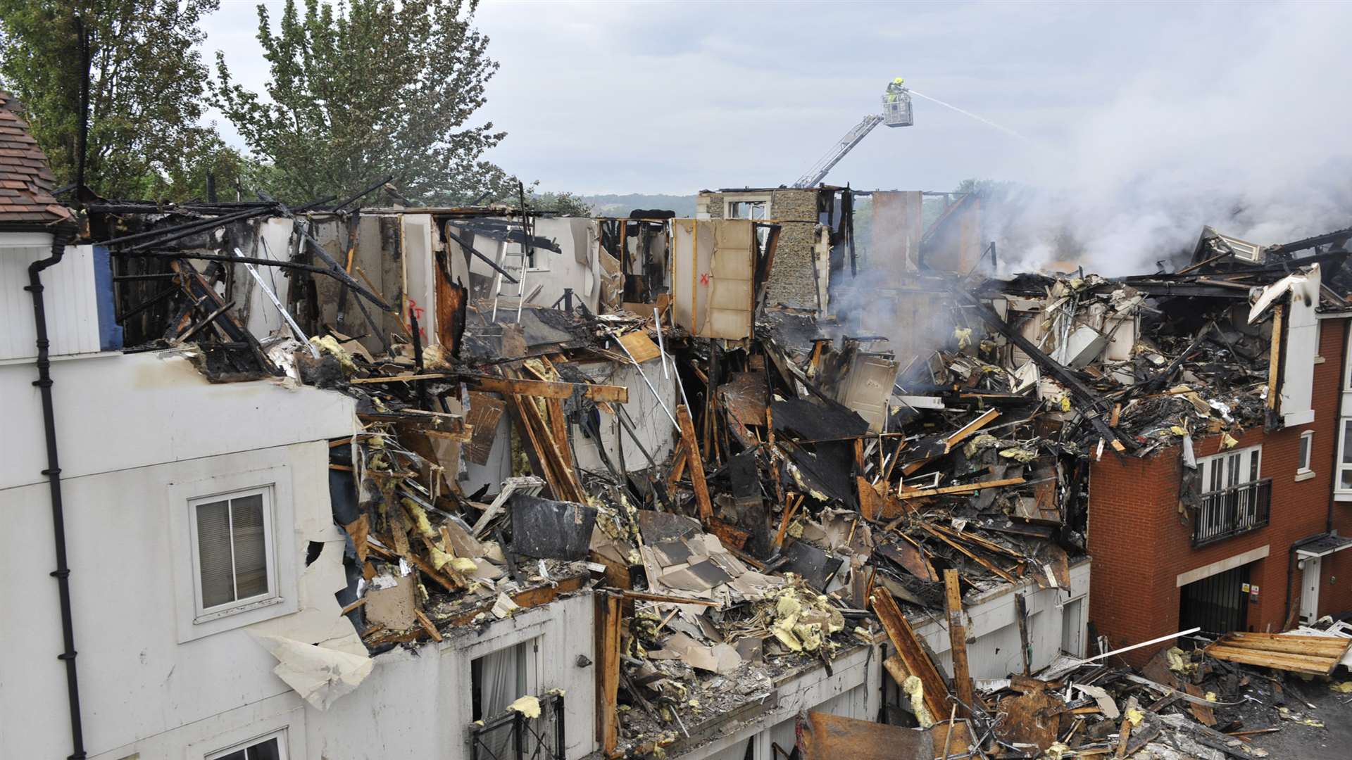 The devastation at the site in Canterbury