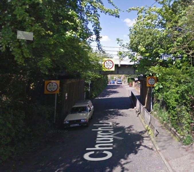 Engineers are on site to assess the bridge at Church Lane near Newington Station Photo: Google