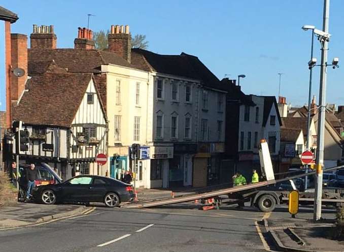 Traffic was held while the Audi was recovered. Pic: Jo Frazer-Wise