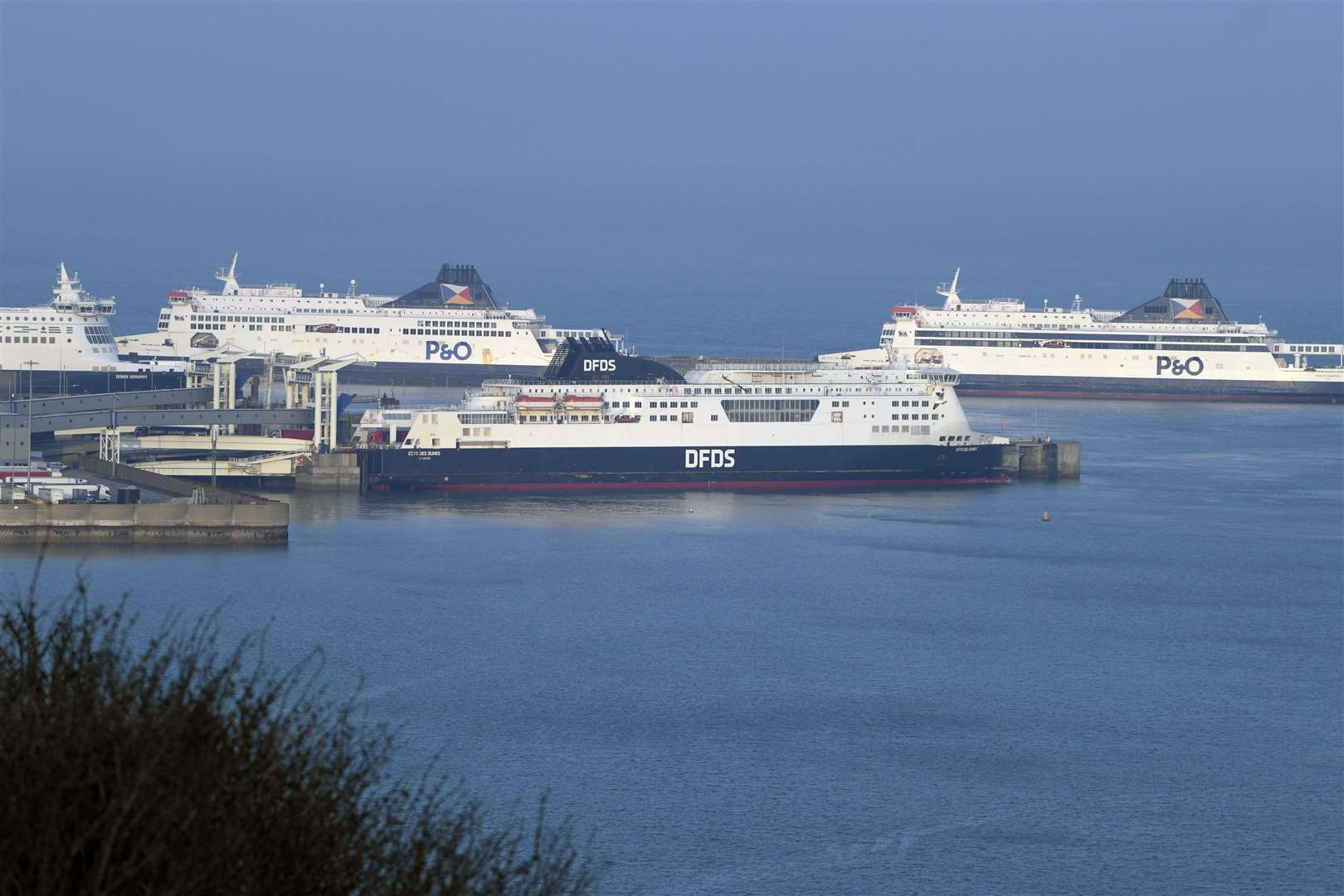 Two of the three moored ferries have moved to the Eastern Docks from the Western Docks in Dover. Picture: Barry Goodwin