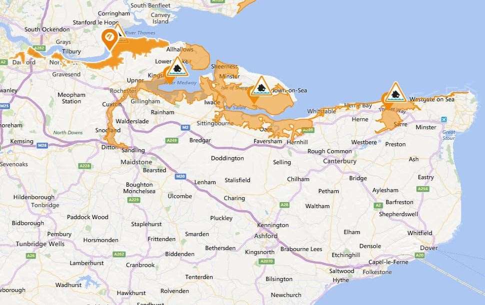 A flood alert has been issued across the north Kent coast. Pic: gov.uk (15990090)