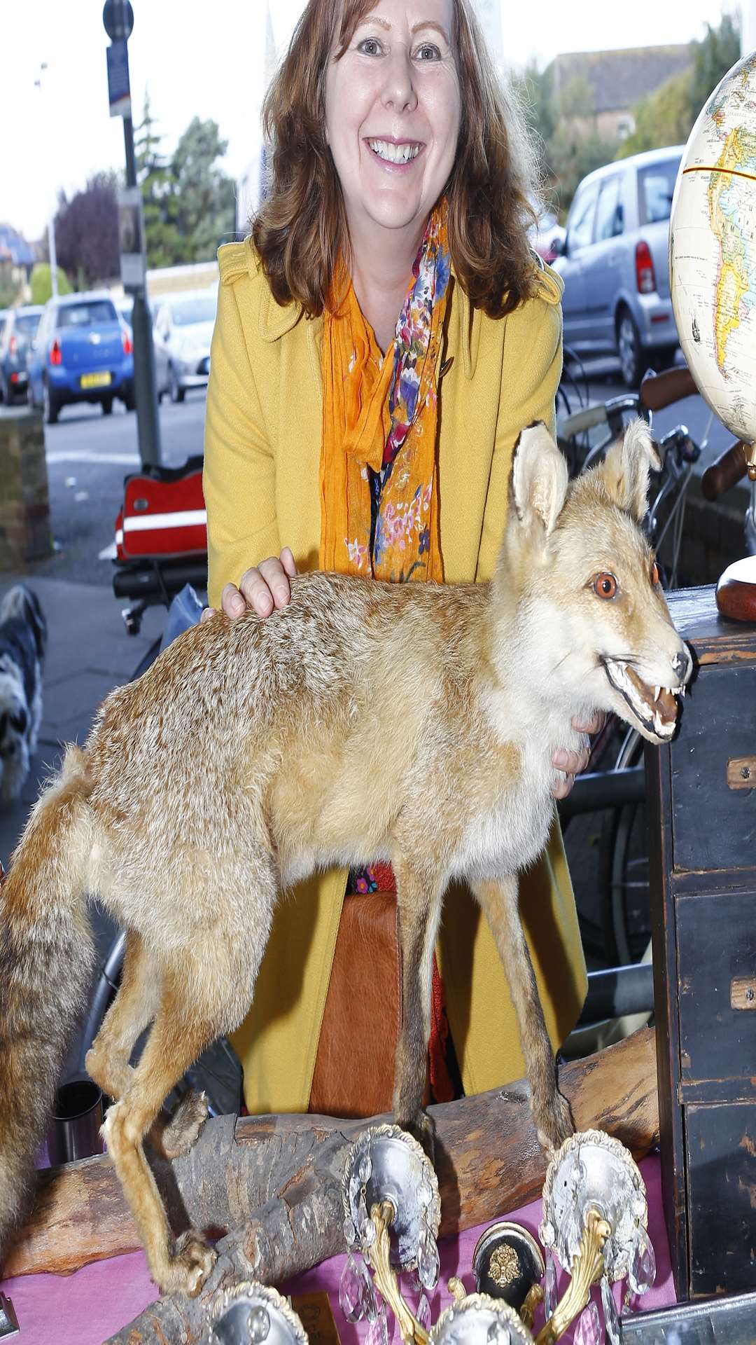 Bridget Bonnett selling some of her most unusual items including this stuffed fox