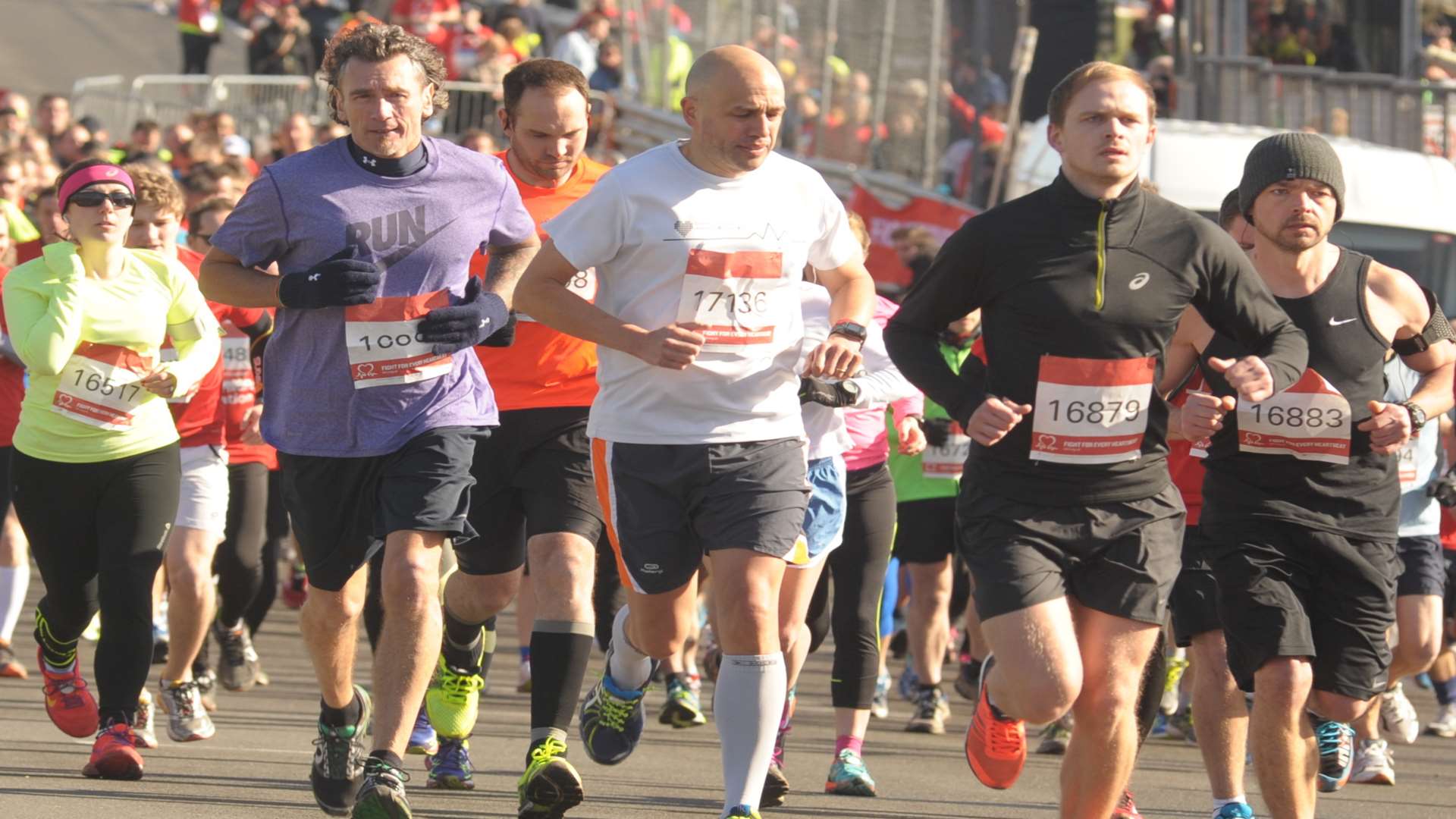 Up and running as the half-marathon runners get under way at Brands Hatch Picture: Steve Crispe