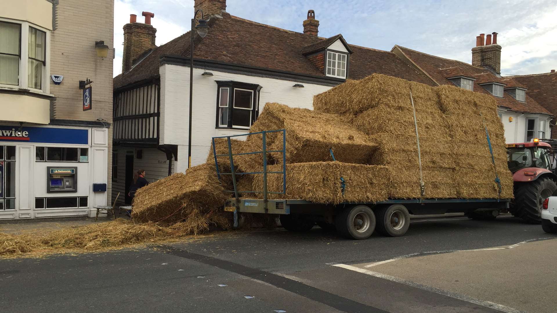 The trailer that shed its load of straw