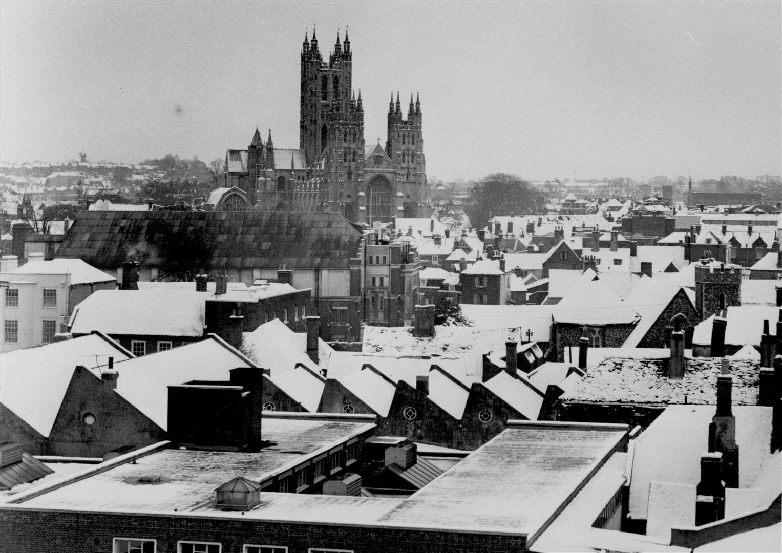 With Christmas barely gone, the snow made a seasonal postcard of Canterbury's skyline in 1962