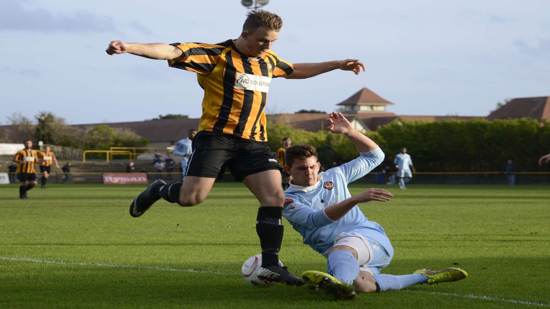 Jon Pilbeam in action for Folkestone against Walton Casuals on Saturday Picture: Paul Amos