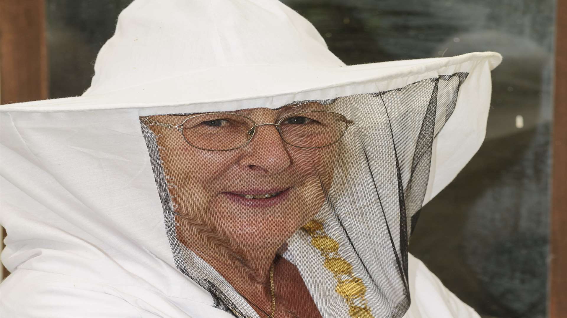 Councillor Rosanna Currans, deputy mayor of Dartford, in a beekeeper's outfit.