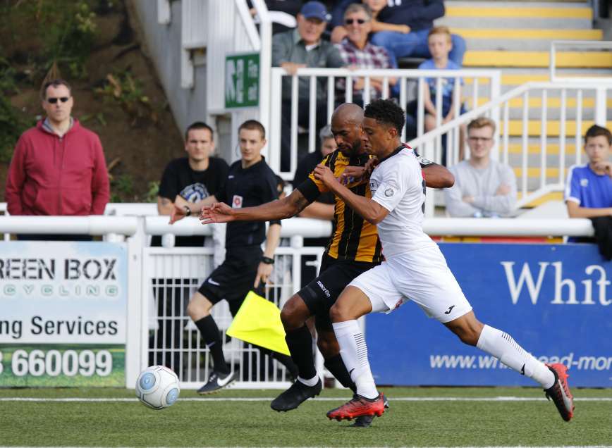 Delano Sam-Yorke takes the game to Woking Picture: Andy Jones