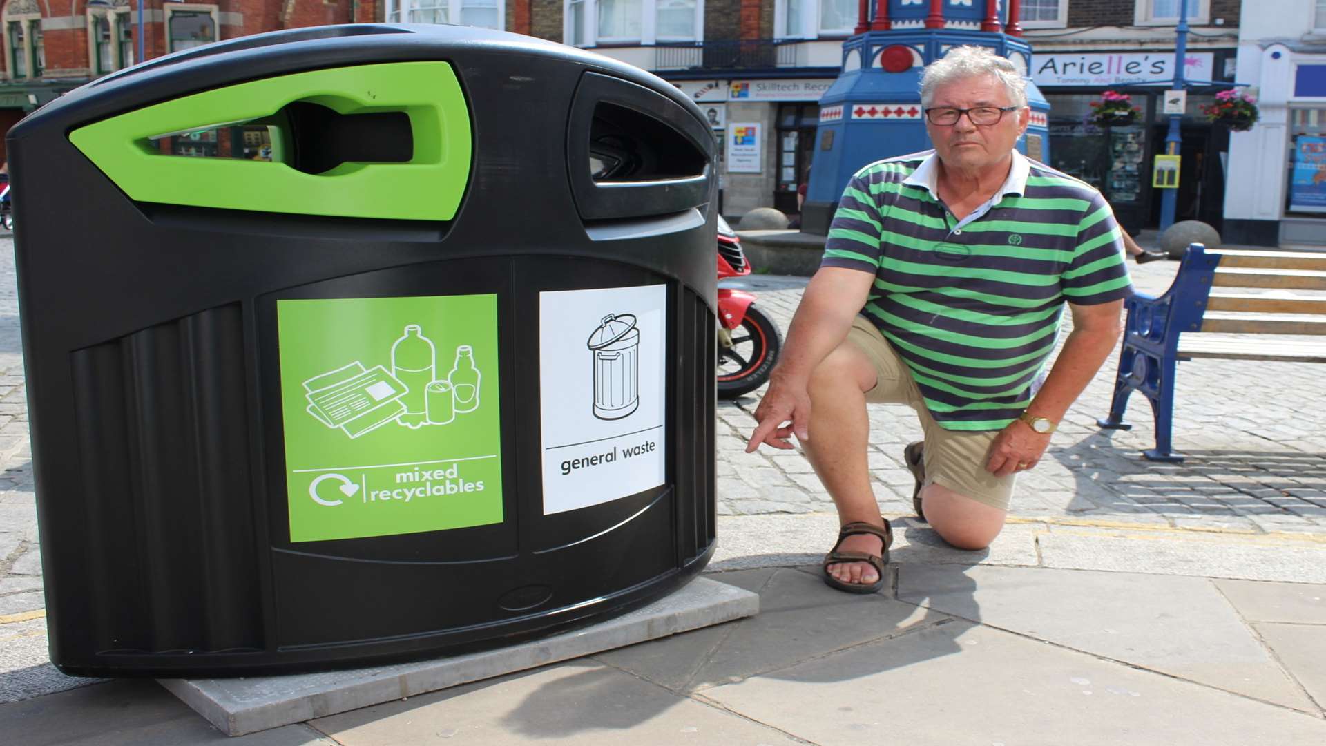 Rubbish: Brian Spoor of the Sheerness Town Team is concerned about the positions of new litter bins