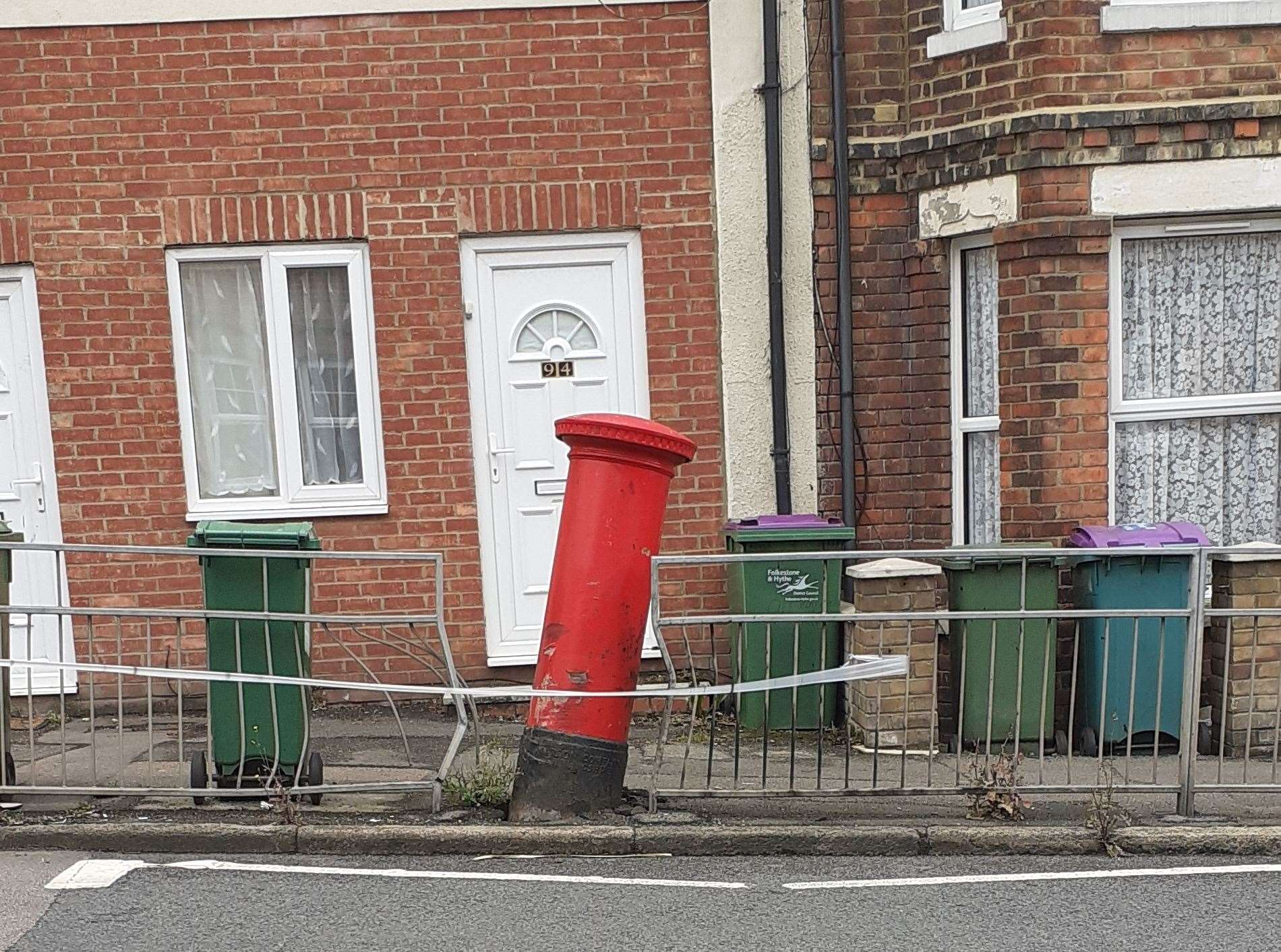 It appears the postbox was hit by a car