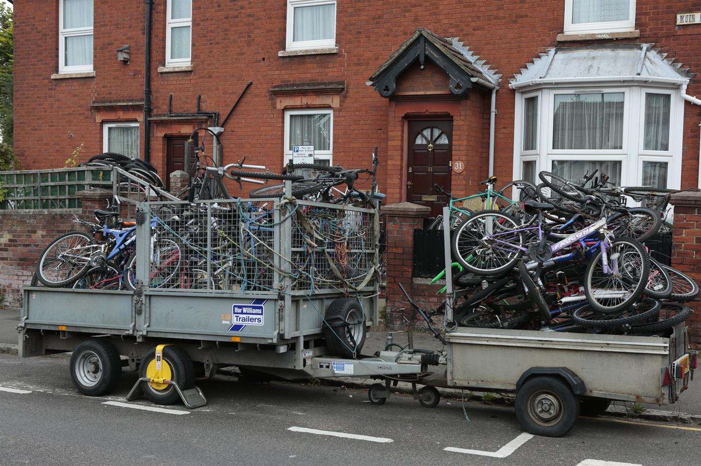 Maidstone Borough Council's parking department are powerless to act as the trailers full of bicycles are not attached to vehicles