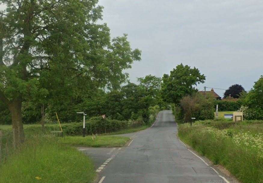 The cyclist was found with serious injuries near where Maypole Road becomes Ford Hill, between Sturry and Broomfield, near Herne Bay. Picture: Google
