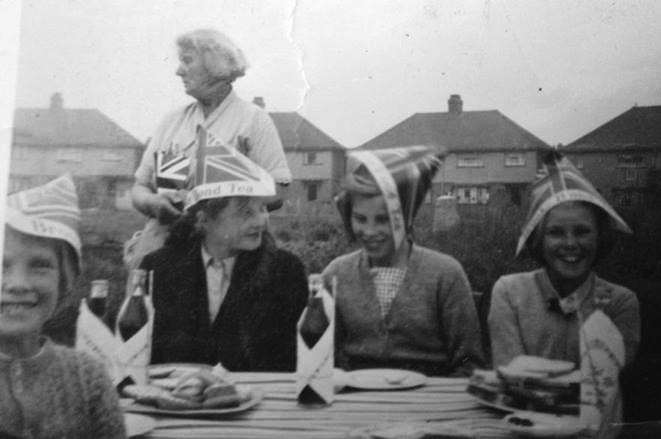 A photo of people enjoying a VE day party at a house in the Crescent, Northfleet.