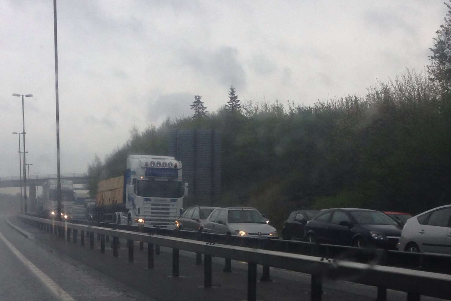 Queues after a crash on the A2 near Strood