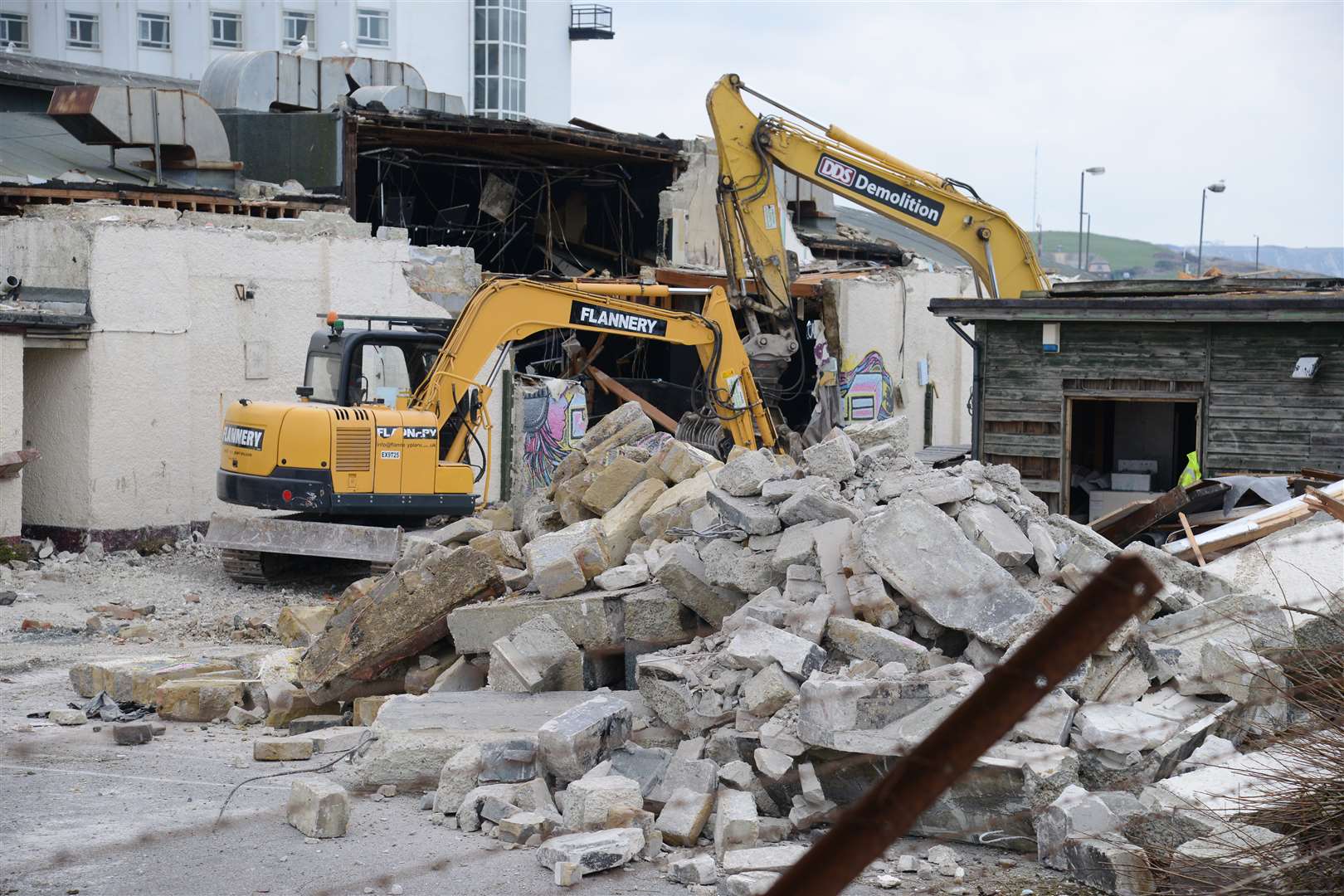Work has started on knocking down the former Priz nightclub in Folkestone. Picture: Gary Browne