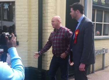 Ross Kemp joins Will Scobie on the campaign trail. Picture: Laura Garcia