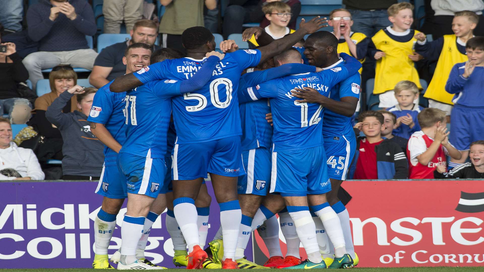 Gillingham celebrate Bradley Dack's goal but had to settle for a point Picture: Andy Payton