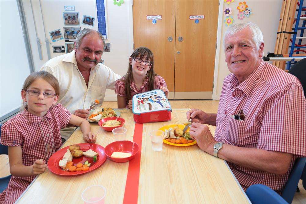 Holly Flecther with grandad Vic Kelly, Lillie Flecther and Uncle Malc enjoying their lunch