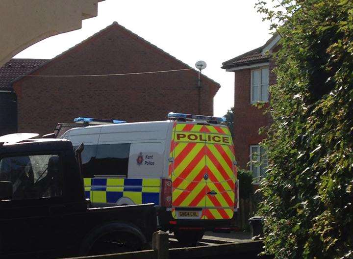 Police van in Mill Green, Eastry. Picture: Aimee Magner