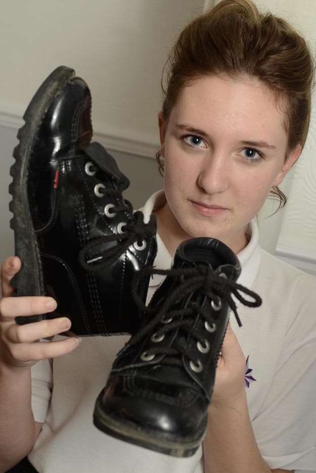 Pupil Olivia Adams with her shoes
