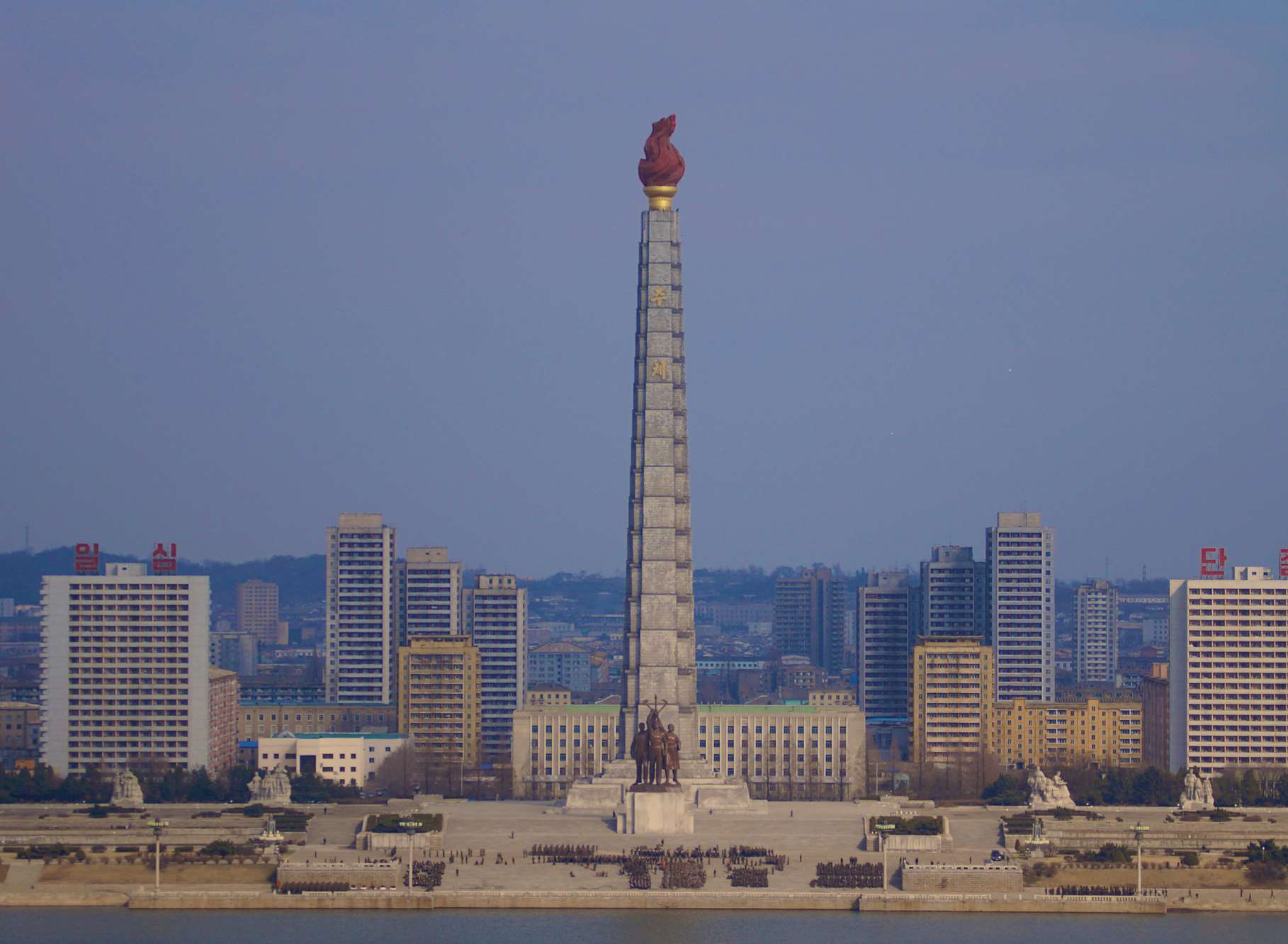 The Juche Tower, a monument in Pyongyang, the capital of North Korea. Picture: Young Pioneer Tours.