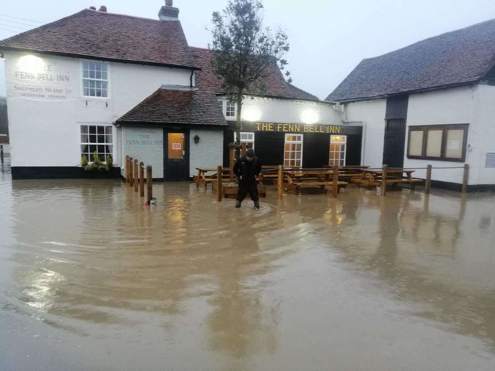 Flooding outside the pub in January