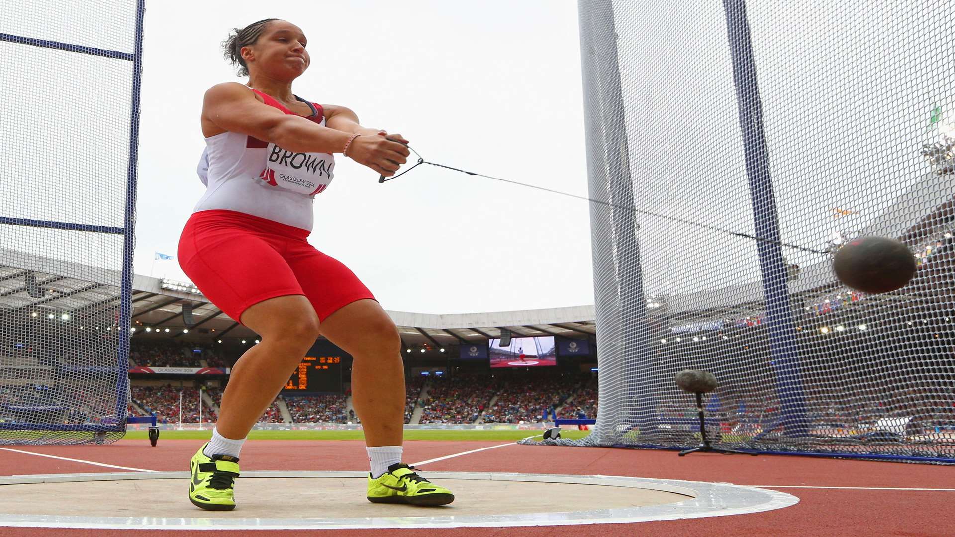 Shaunagh Brown competes in the hammer throw at the Glasgow 2014 Commonwealth Games. Picture: Cameron Spencer/Getty Images